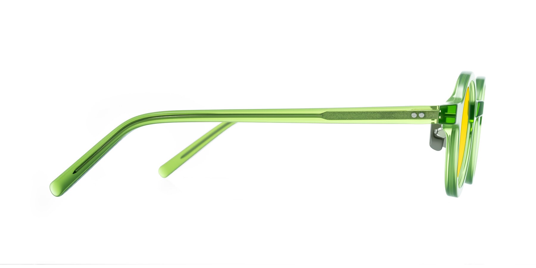 Side of Rollin in Transparent Green with Yellow Tinted Lenses