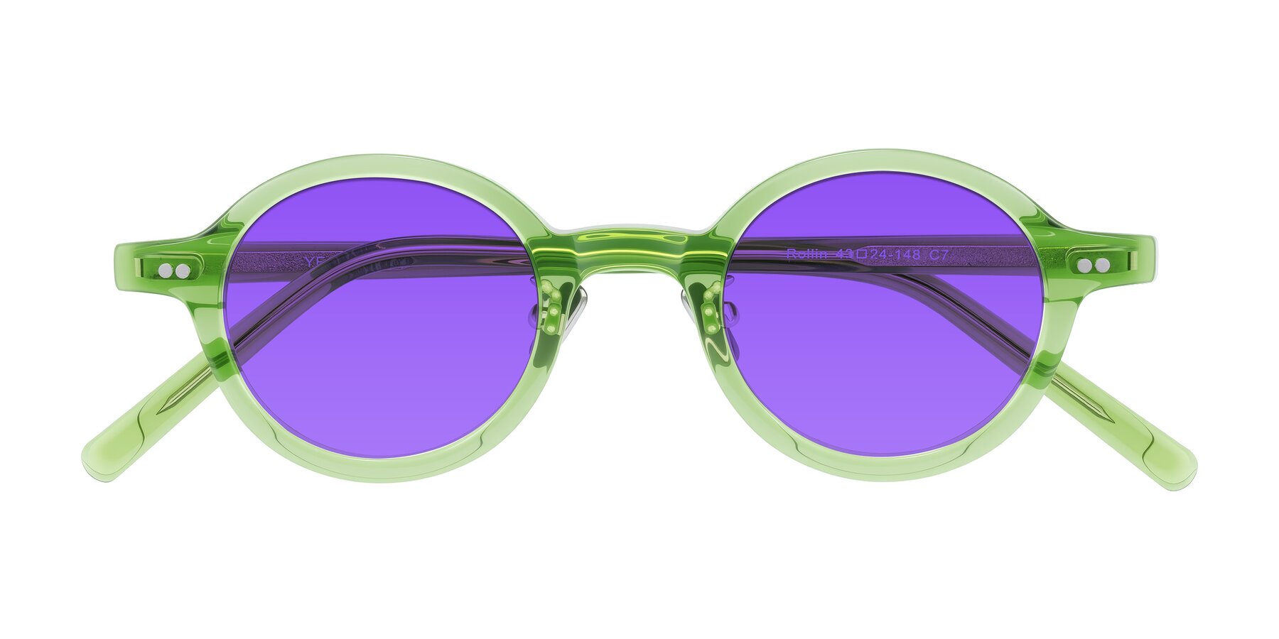 Folded Front of Rollin in Transparent Green with Purple Tinted Lenses