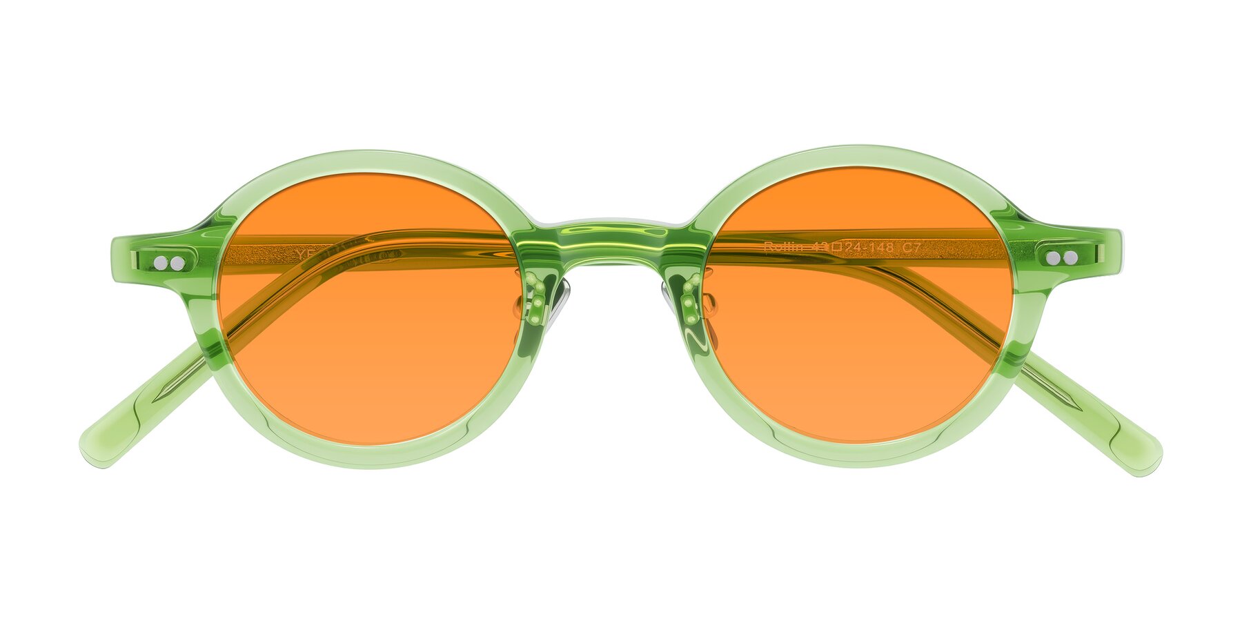 Folded Front of Rollin in Transparent Green with Orange Tinted Lenses