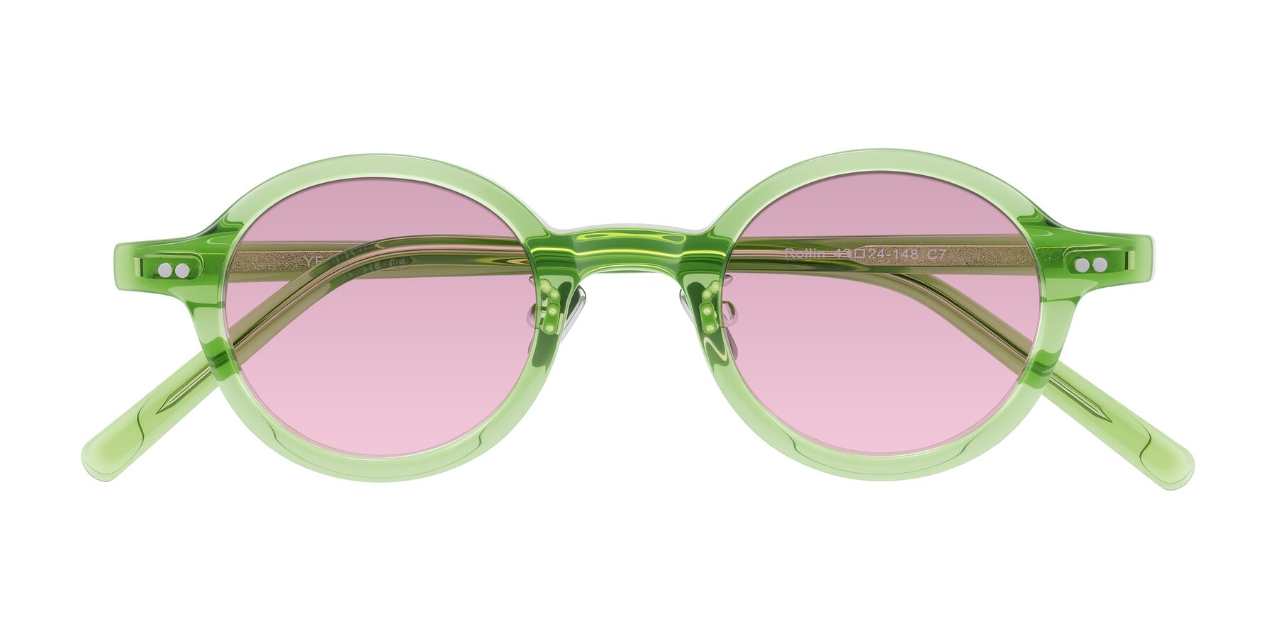 Folded Front of Rollin in Transparent Green with Light Wine Tinted Lenses