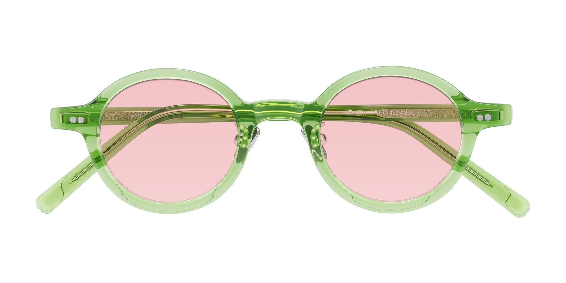 Folded Front of Rollin in Transparent Green with Light Garnet Tinted Lenses