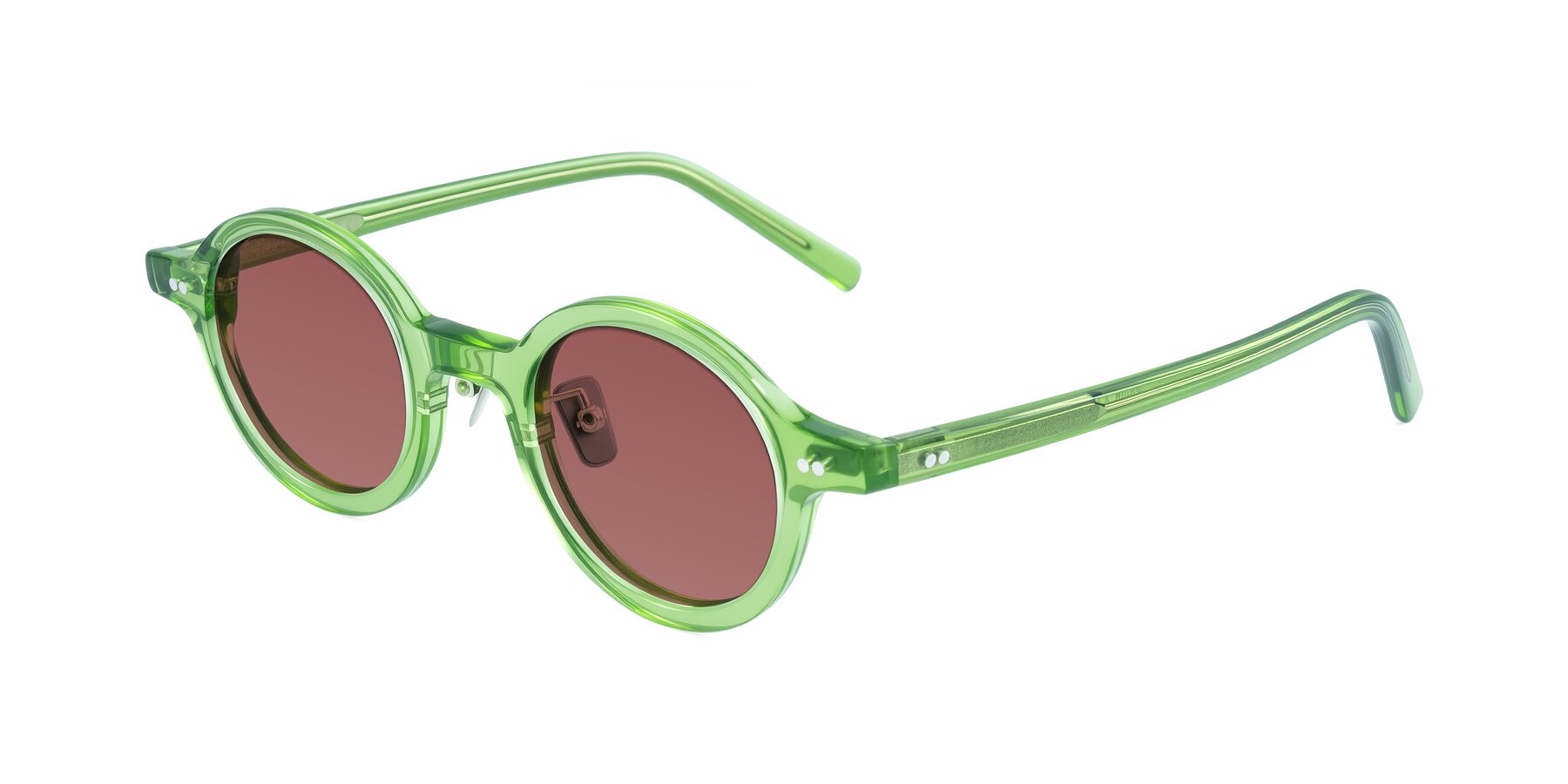 Angle of Rollin in Transparent Green with Garnet Tinted Lenses