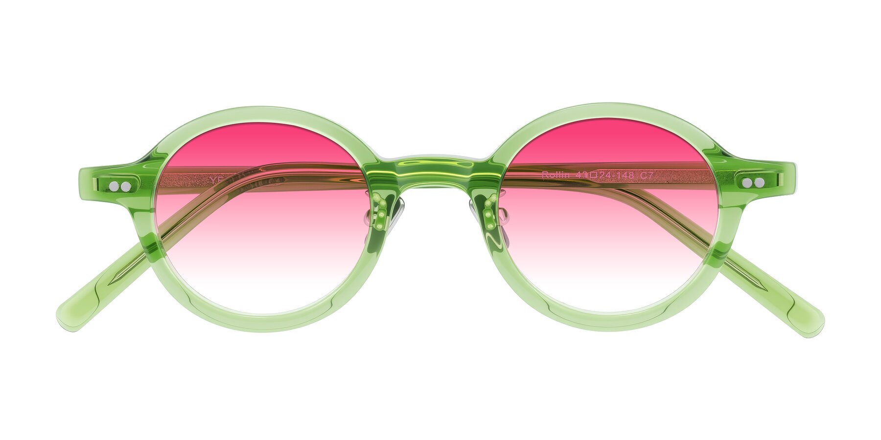 Folded Front of Rollin in Transparent Green with Pink Gradient Lenses
