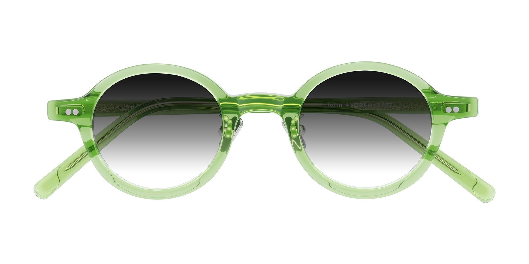 Folded Front of Rollin in Transparent Green with Gray Gradient Lenses