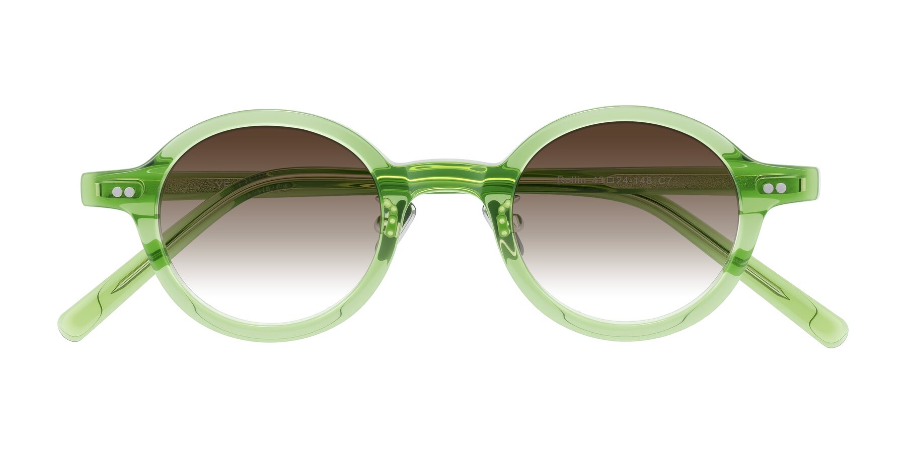 Folded Front of Rollin in Transparent Green with Brown Gradient Lenses