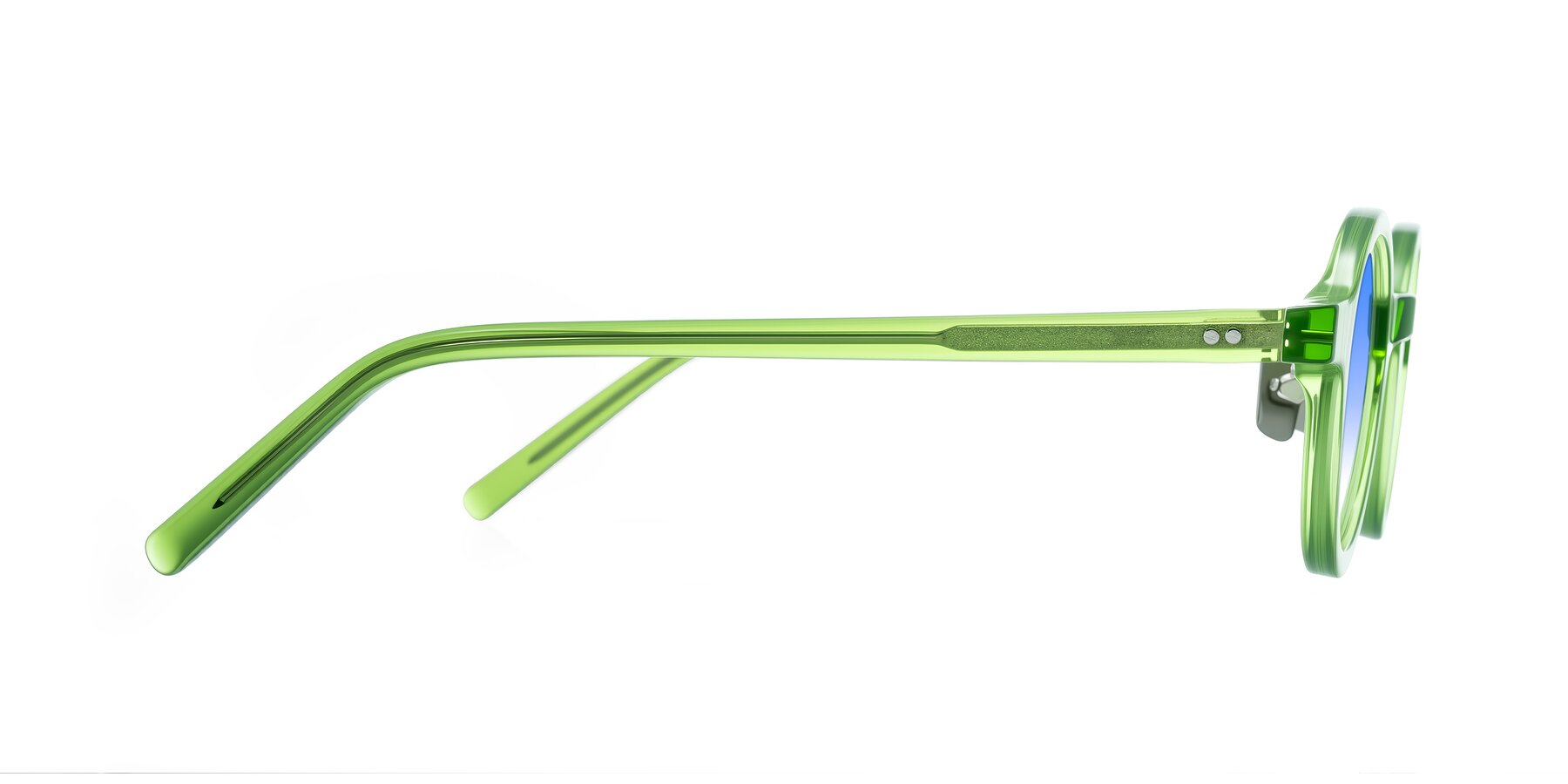 Side of Rollin in Transparent Green with Blue Gradient Lenses