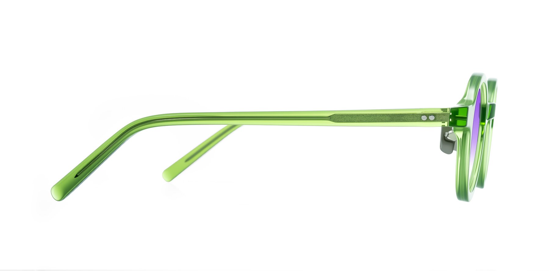 Side of Rollin in Transparent Green with Purple Gradient Lenses
