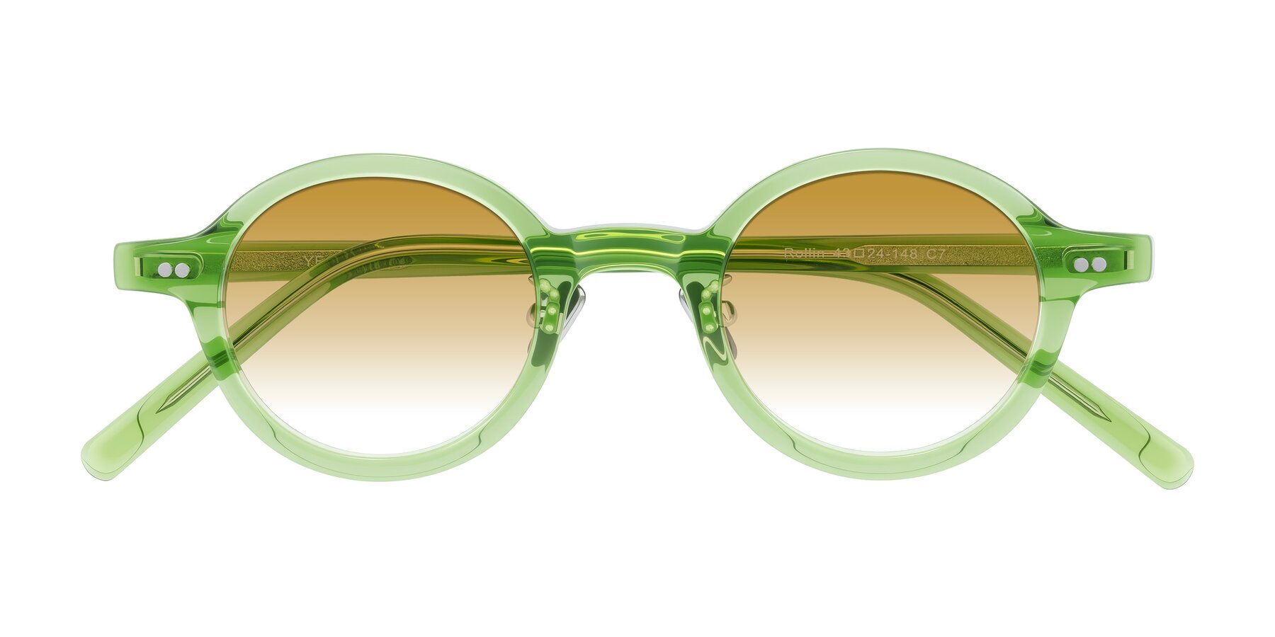 Folded Front of Rollin in Transparent Green with Champagne Gradient Lenses
