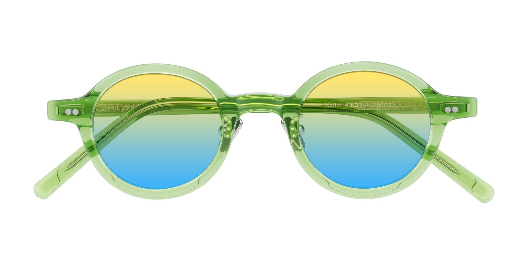 Folded Front of Rollin in Transparent Green with Yellow / Blue Gradient Lenses
