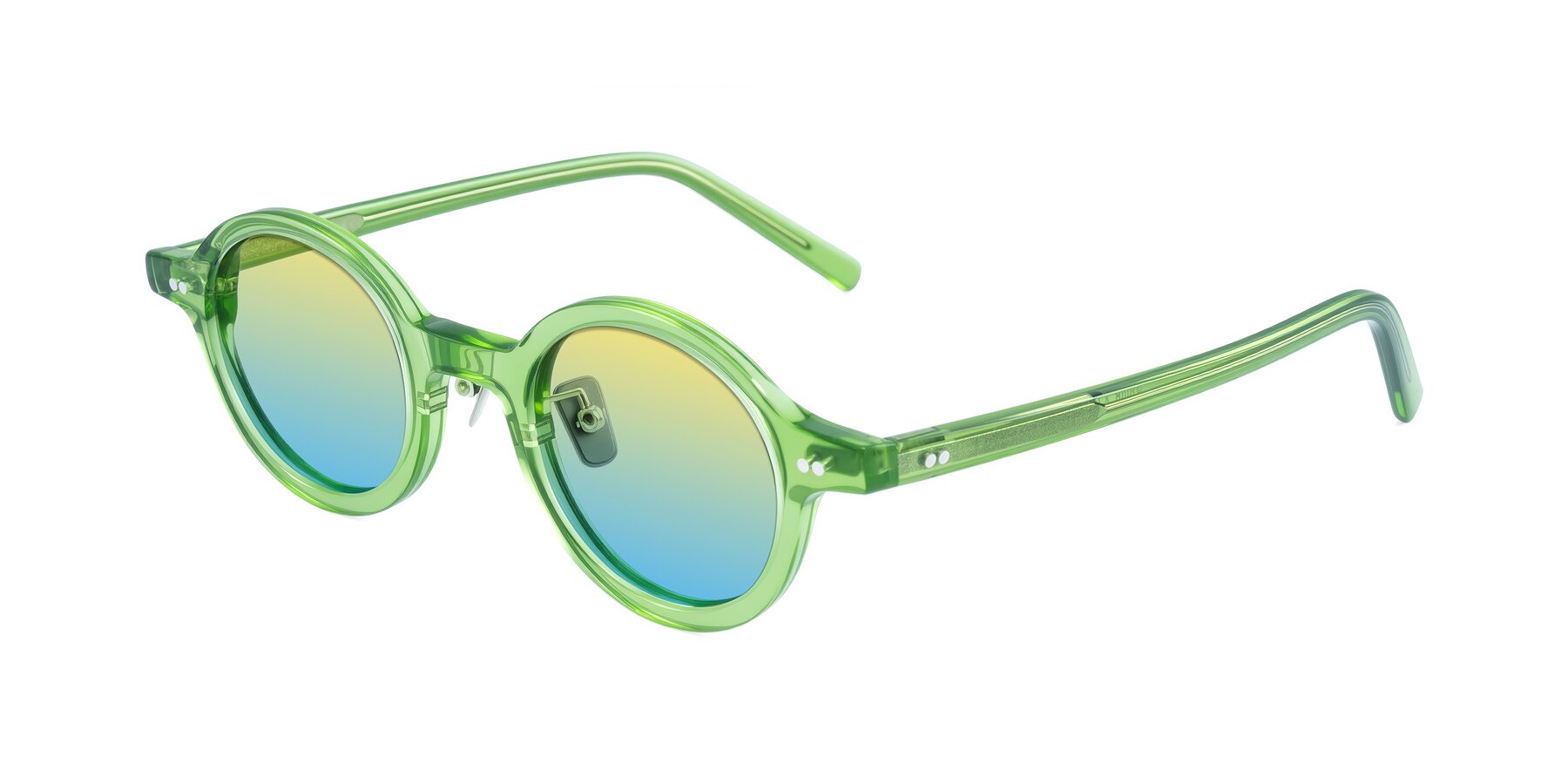 Angle of Rollin in Transparent Green with Yellow / Blue Gradient Lenses