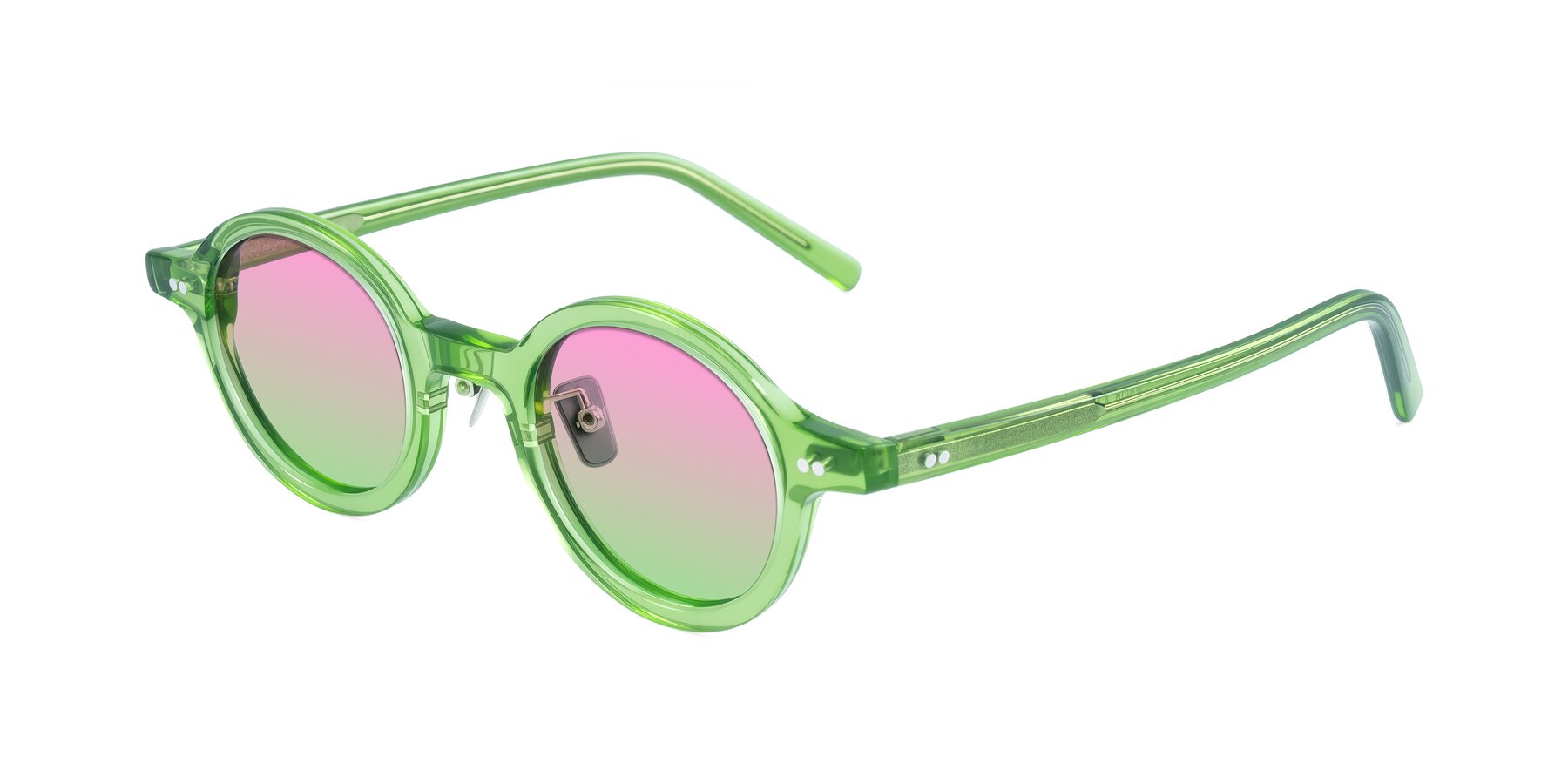 Angle of Rollin in Transparent Green with Pink / Green Gradient Lenses