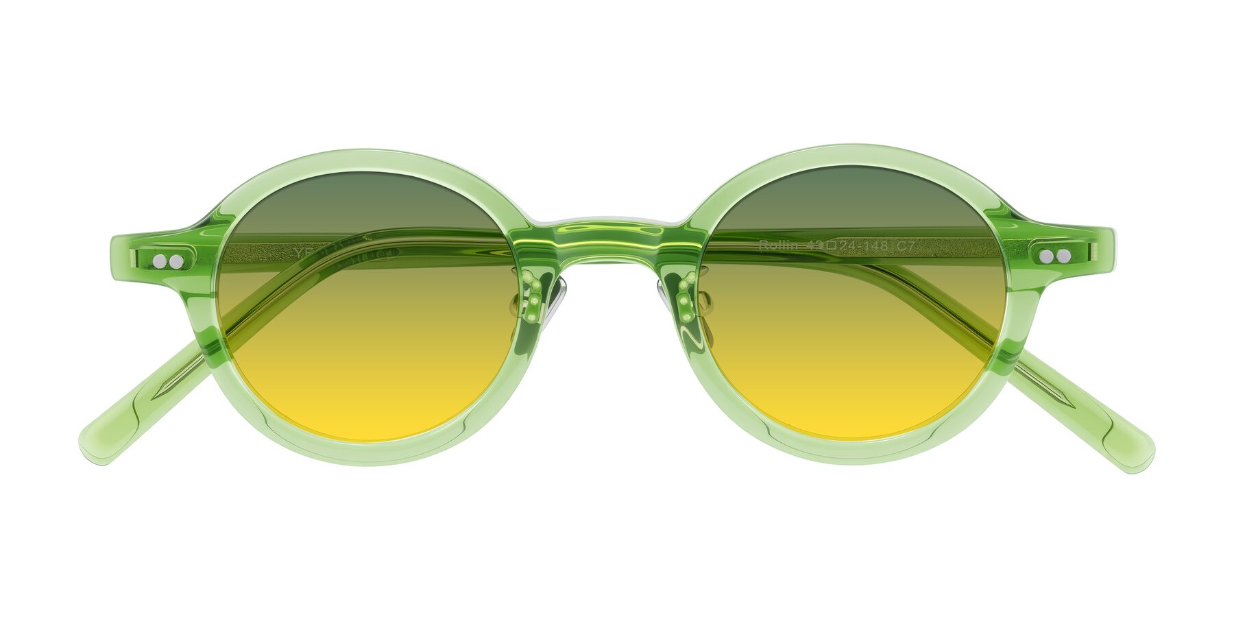 Folded Front of Rollin in Transparent Green with Green / Yellow Gradient Lenses