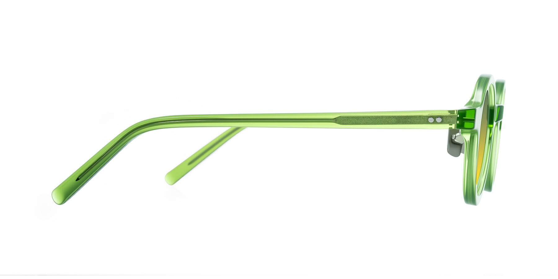 Side of Rollin in Transparent Green with Green / Yellow Gradient Lenses