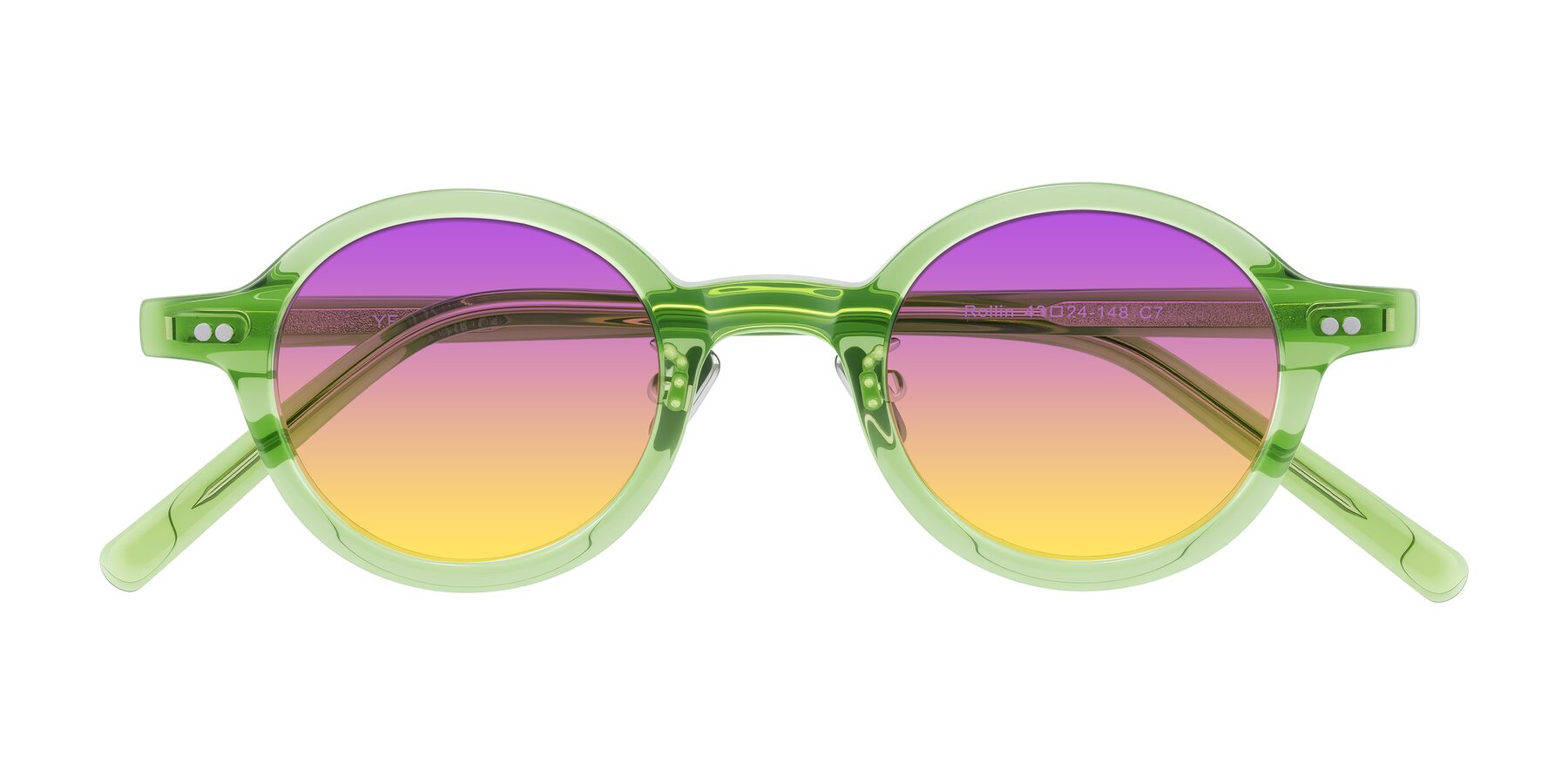 Folded Front of Rollin in Transparent Green with Purple / Yellow Gradient Lenses