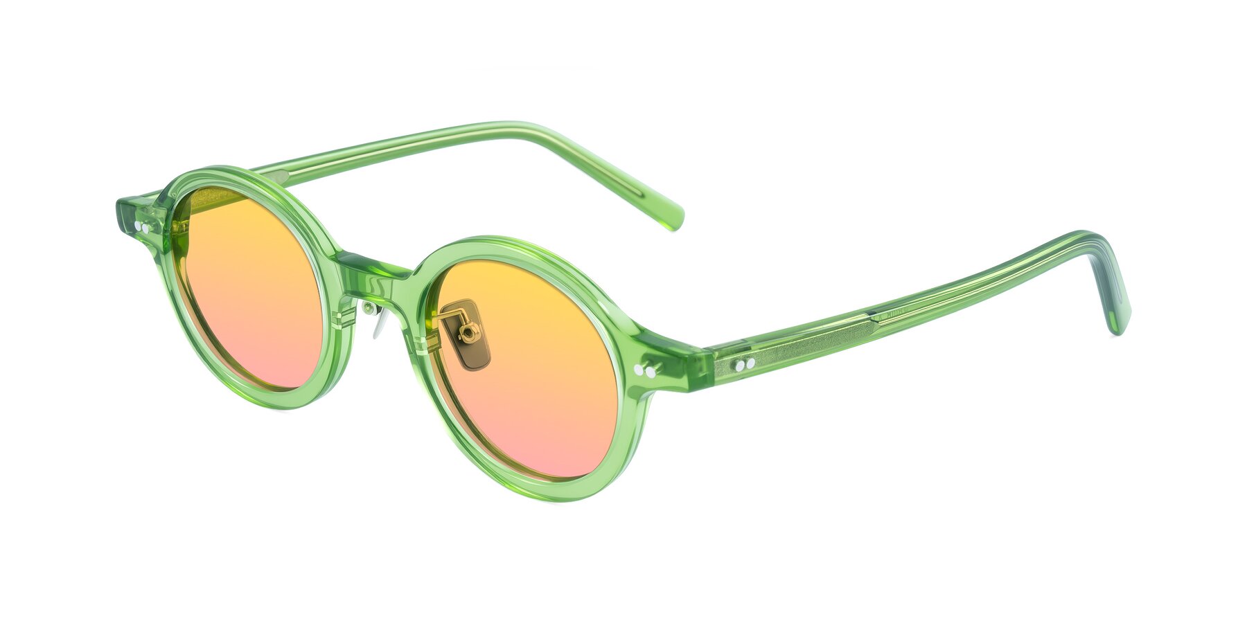 Angle of Rollin in Transparent Green with Yellow / Pink Gradient Lenses