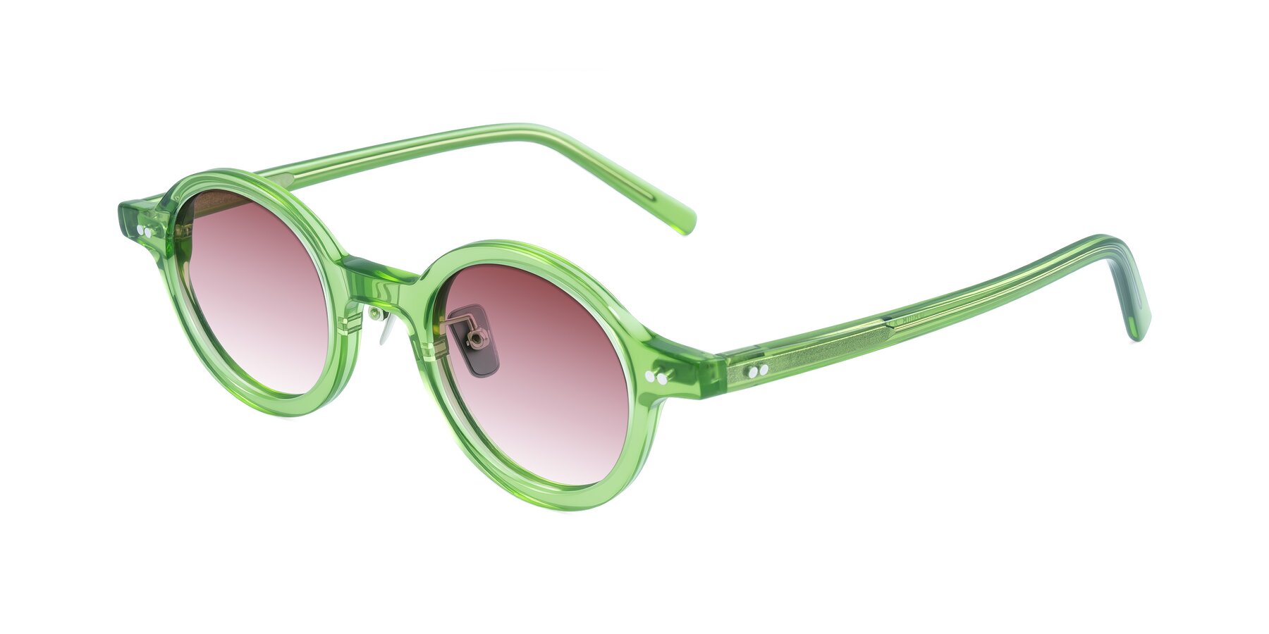 Angle of Rollin in Transparent Green with Garnet Gradient Lenses