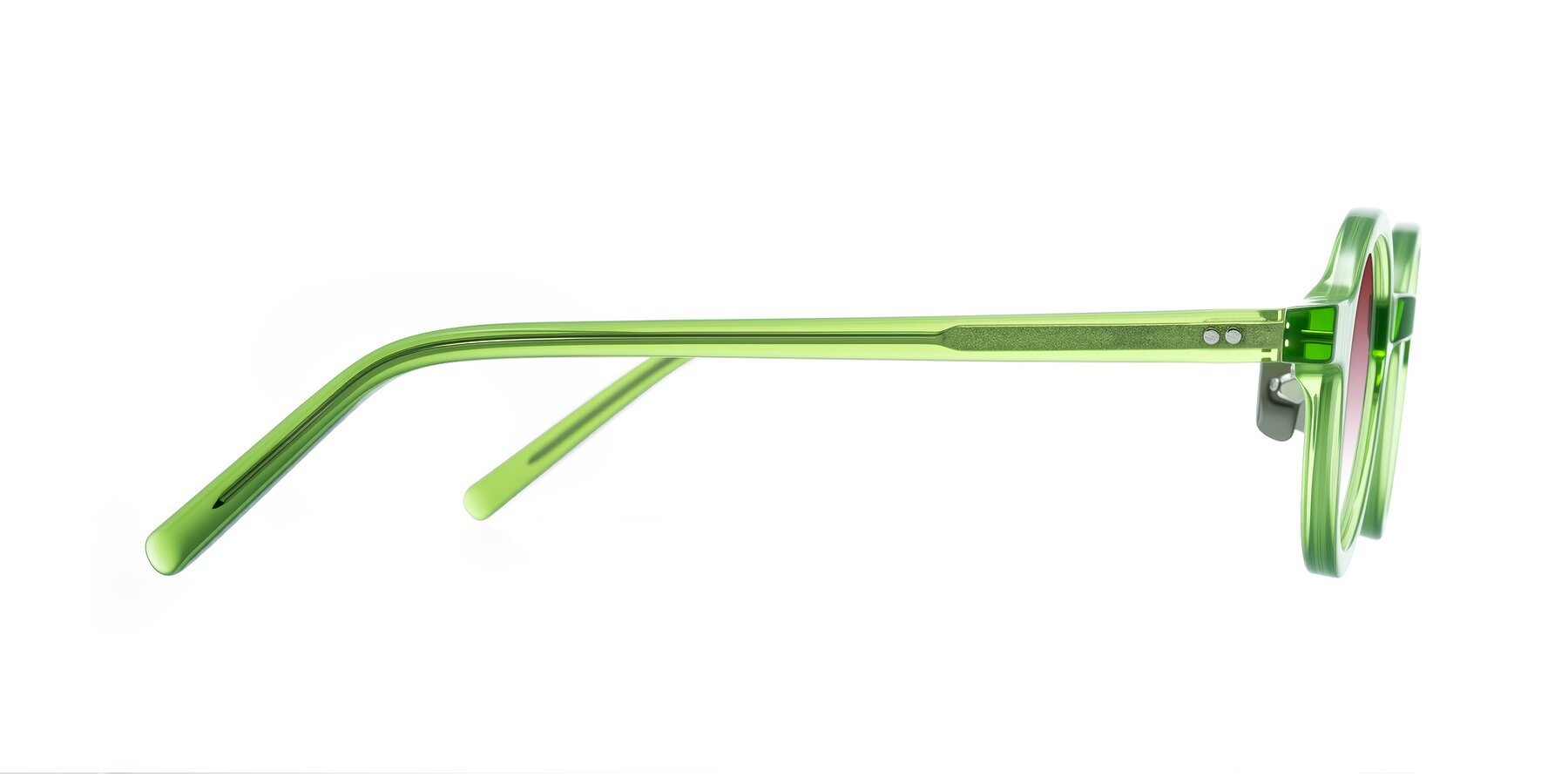 Side of Rollin in Transparent Green with Garnet Gradient Lenses