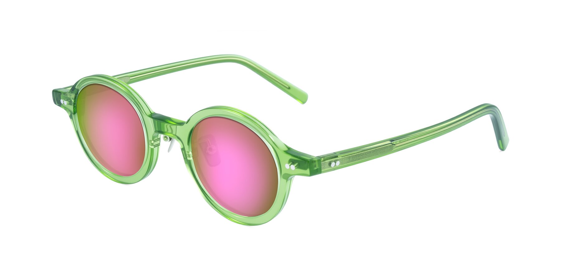 Angle of Rollin in Transparent Green with Pink Mirrored Lenses