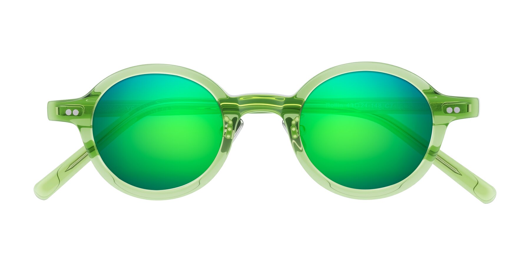 Folded Front of Rollin in Transparent Green with Green Mirrored Lenses