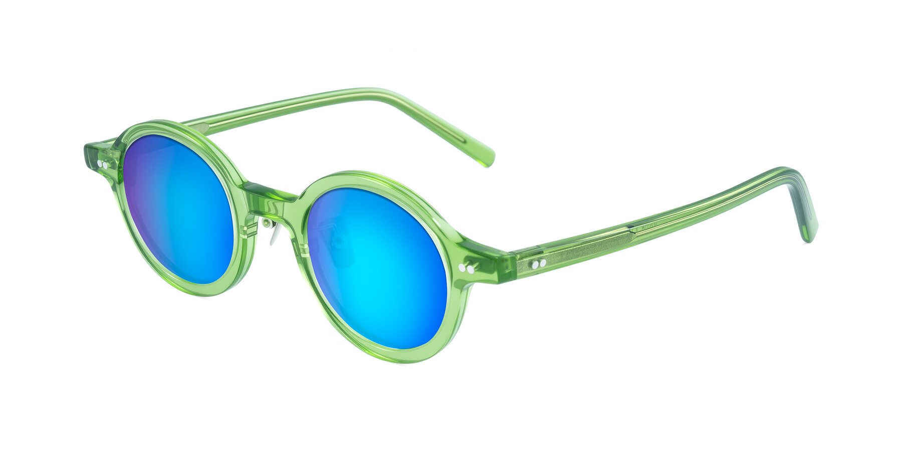 Angle of Rollin in Transparent Green with Blue Mirrored Lenses