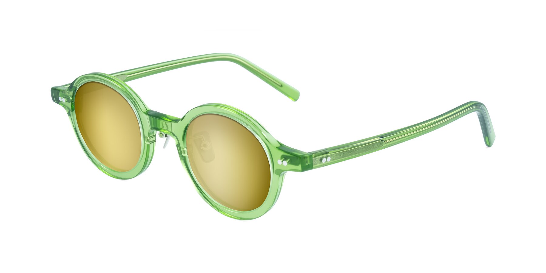 Angle of Rollin in Transparent Green with Gold Mirrored Lenses