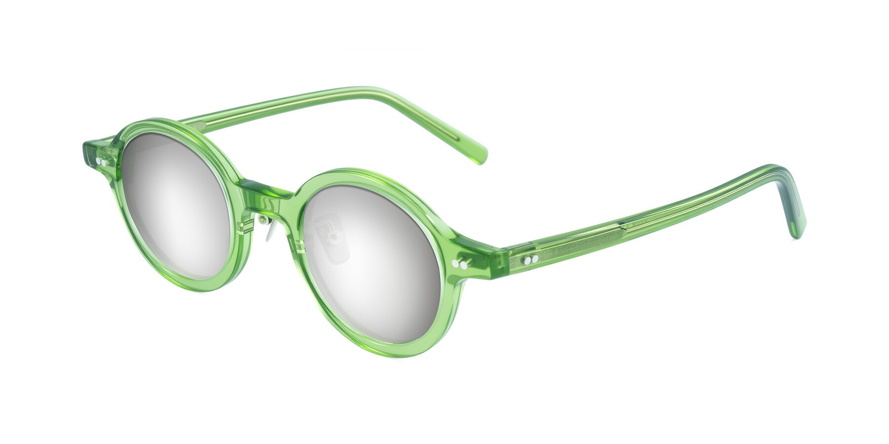 Angle of Rollin in Transparent Green with Silver Mirrored Lenses