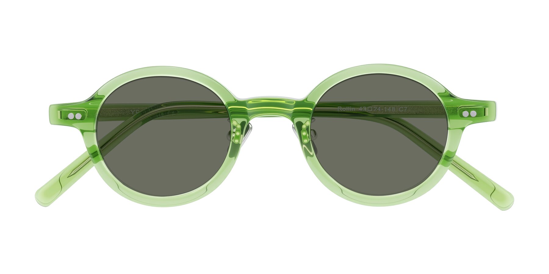 Folded Front of Rollin in Transparent Green with Gray Polarized Lenses