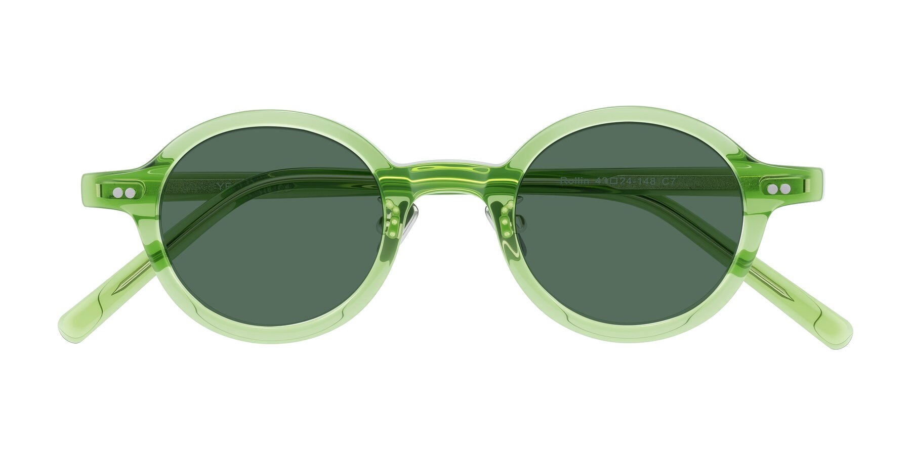 Folded Front of Rollin in Transparent Green with Green Polarized Lenses