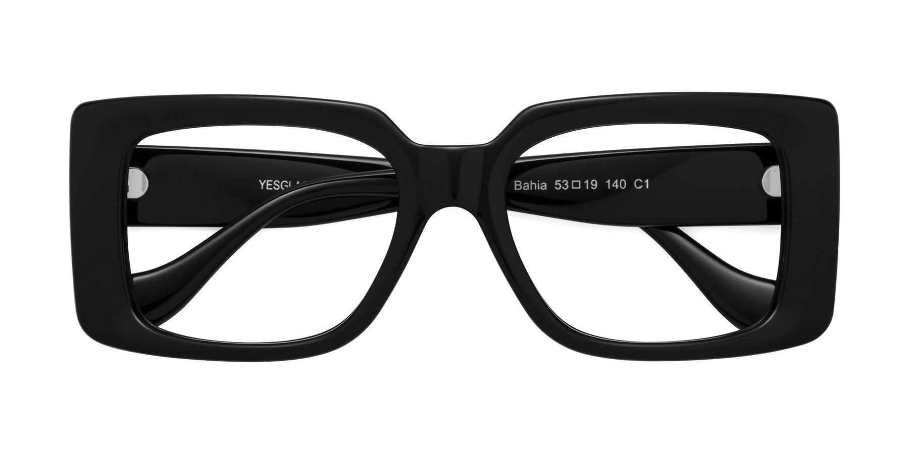 Folded Front of Bahia in Black with Clear Eyeglass Lenses
