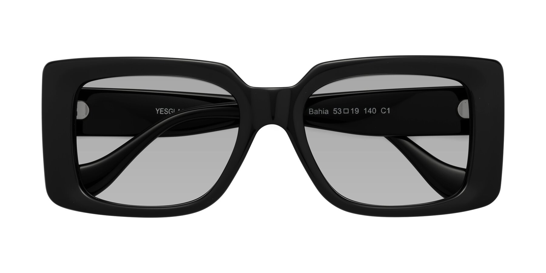 Folded Front of Bahia in Black with Light Gray Tinted Lenses