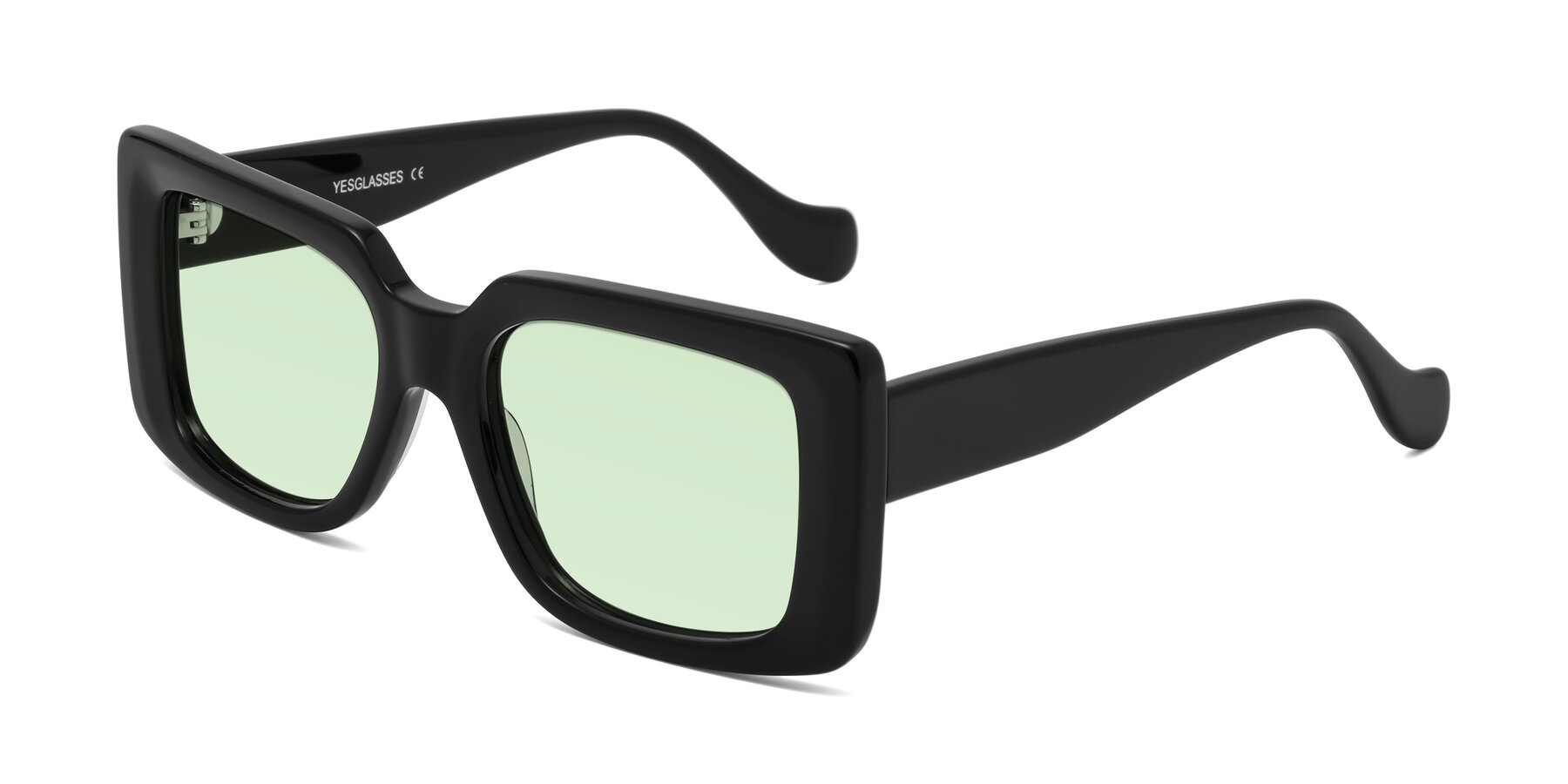 Angle of Bahia in Black with Light Green Tinted Lenses