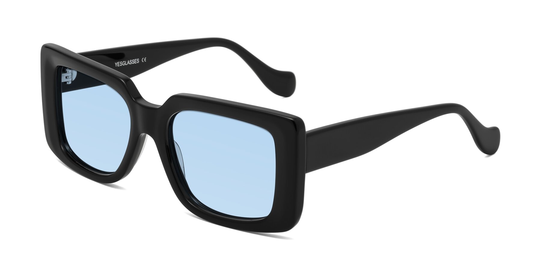 Angle of Bahia in Black with Light Blue Tinted Lenses