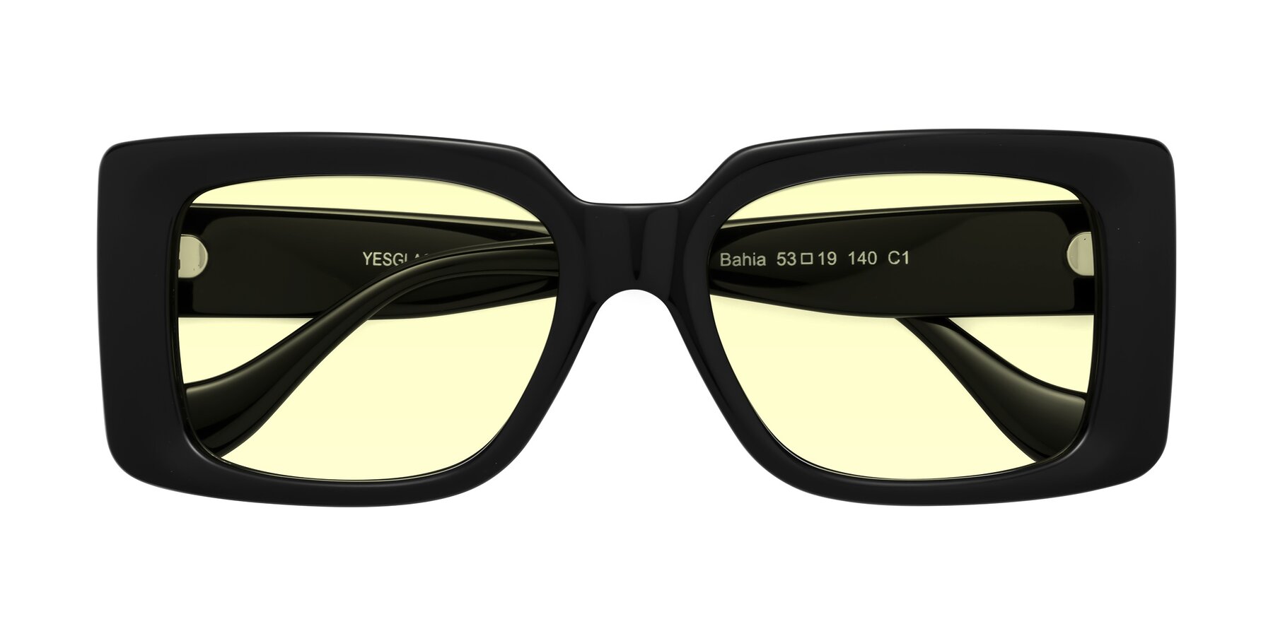 Folded Front of Bahia in Black with Light Yellow Tinted Lenses