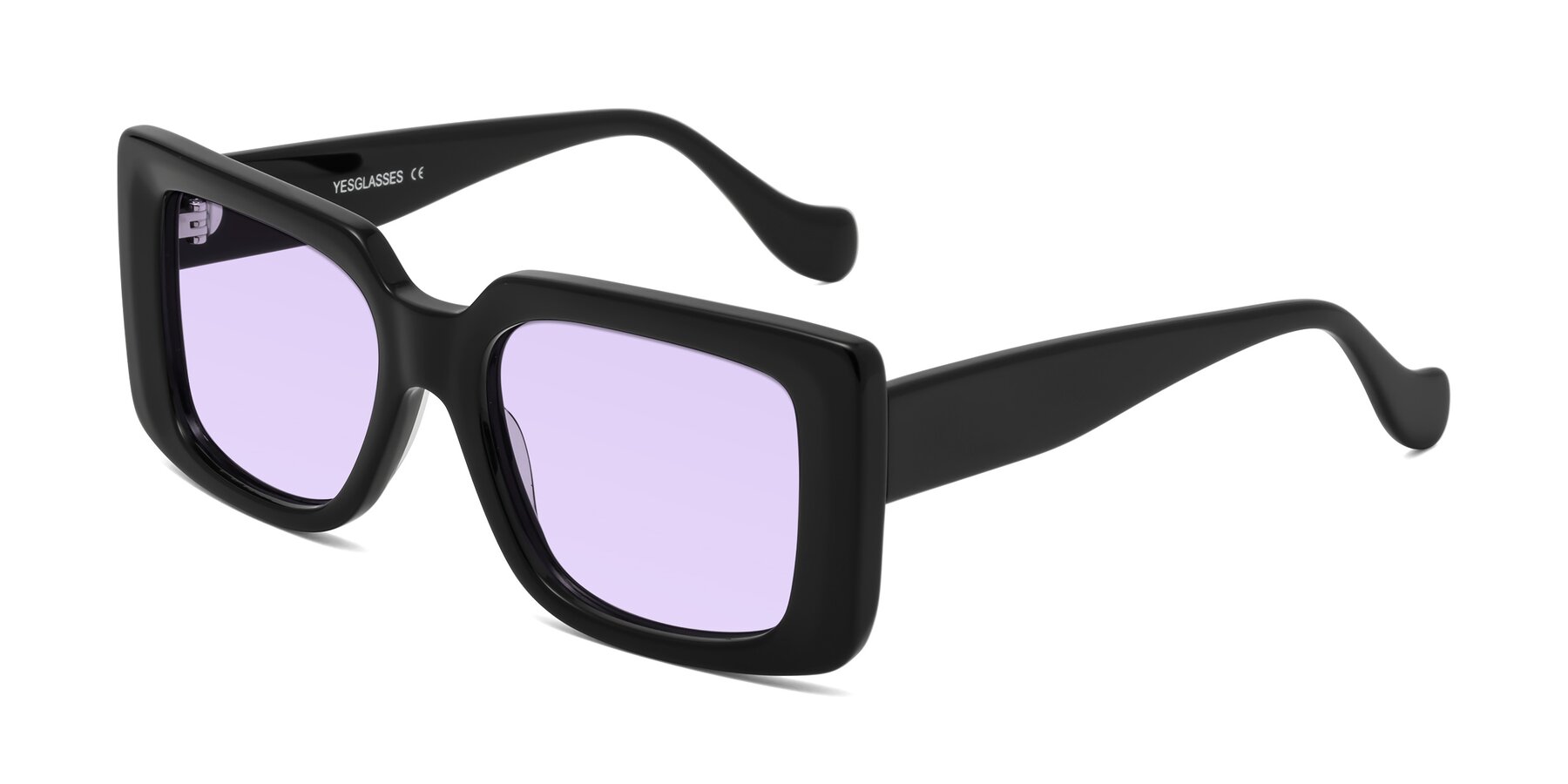 Angle of Bahia in Black with Light Purple Tinted Lenses