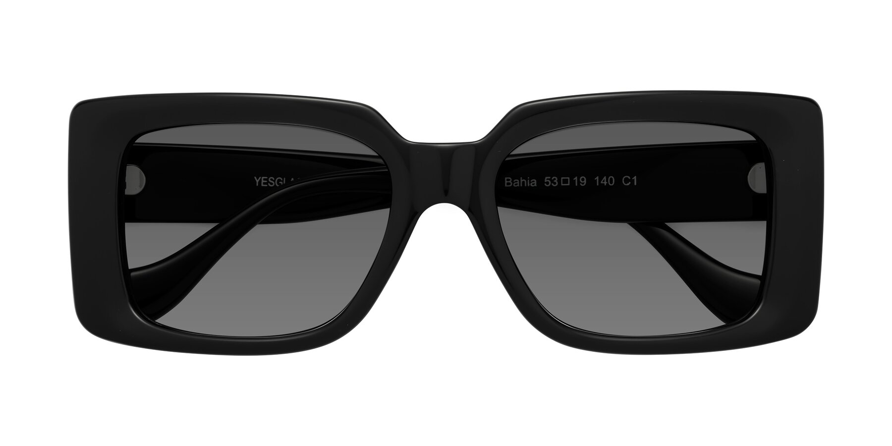 Folded Front of Bahia in Black with Medium Gray Tinted Lenses