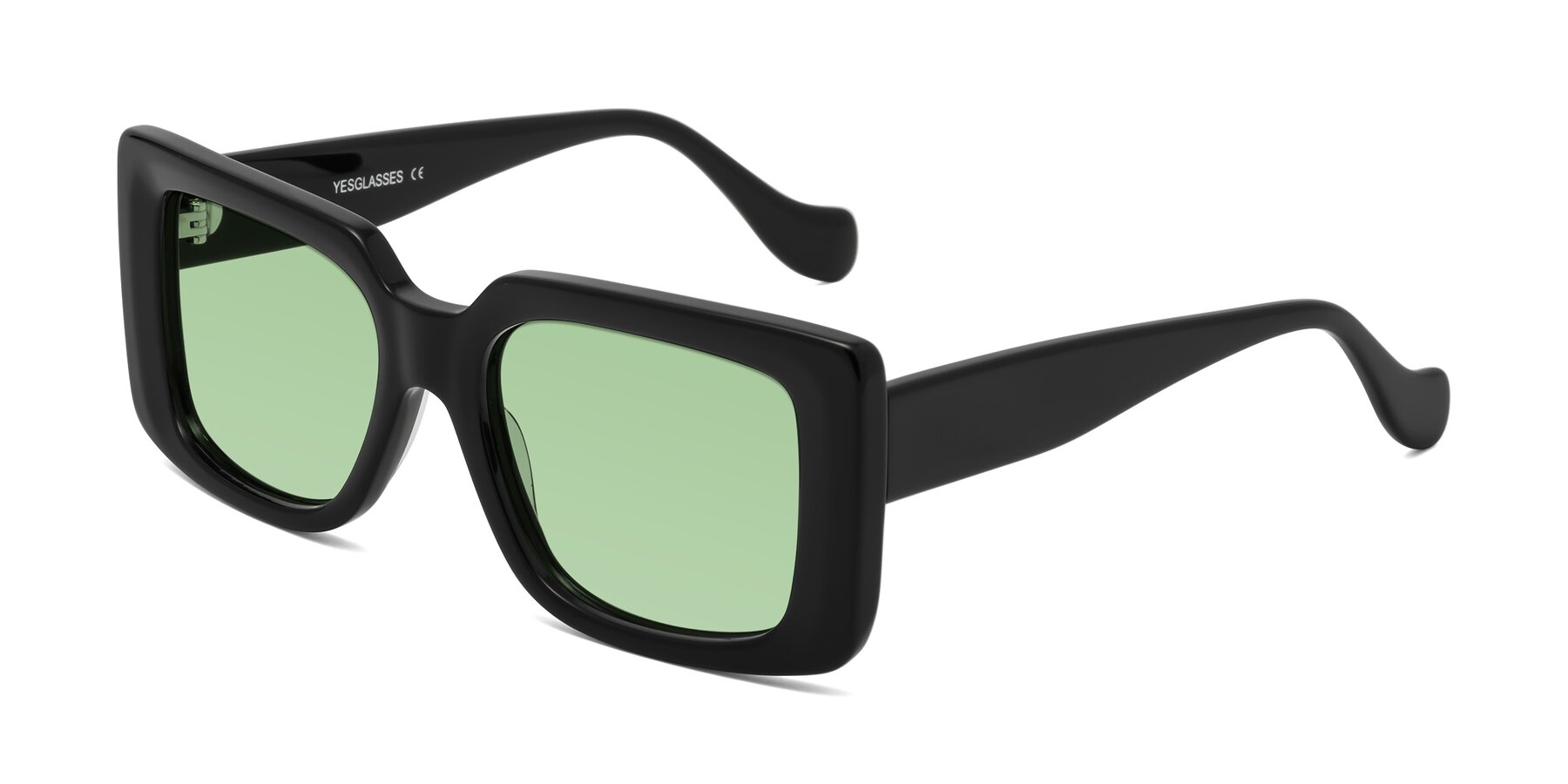 Angle of Bahia in Black with Medium Green Tinted Lenses