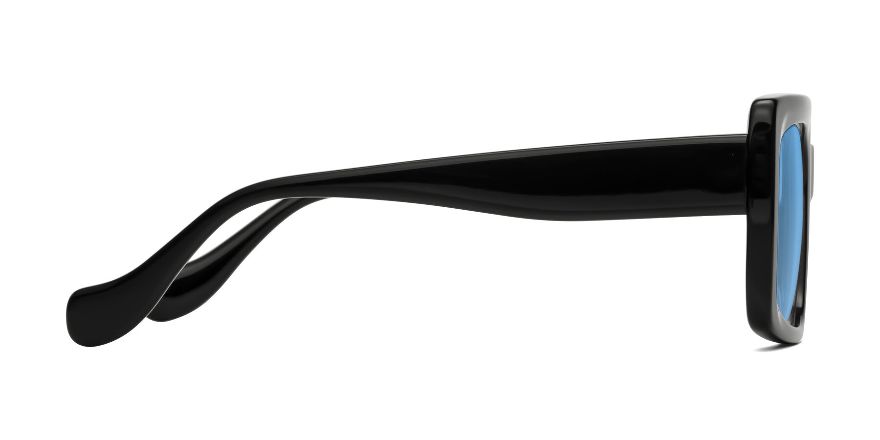 Side of Bahia in Black with Medium Blue Tinted Lenses