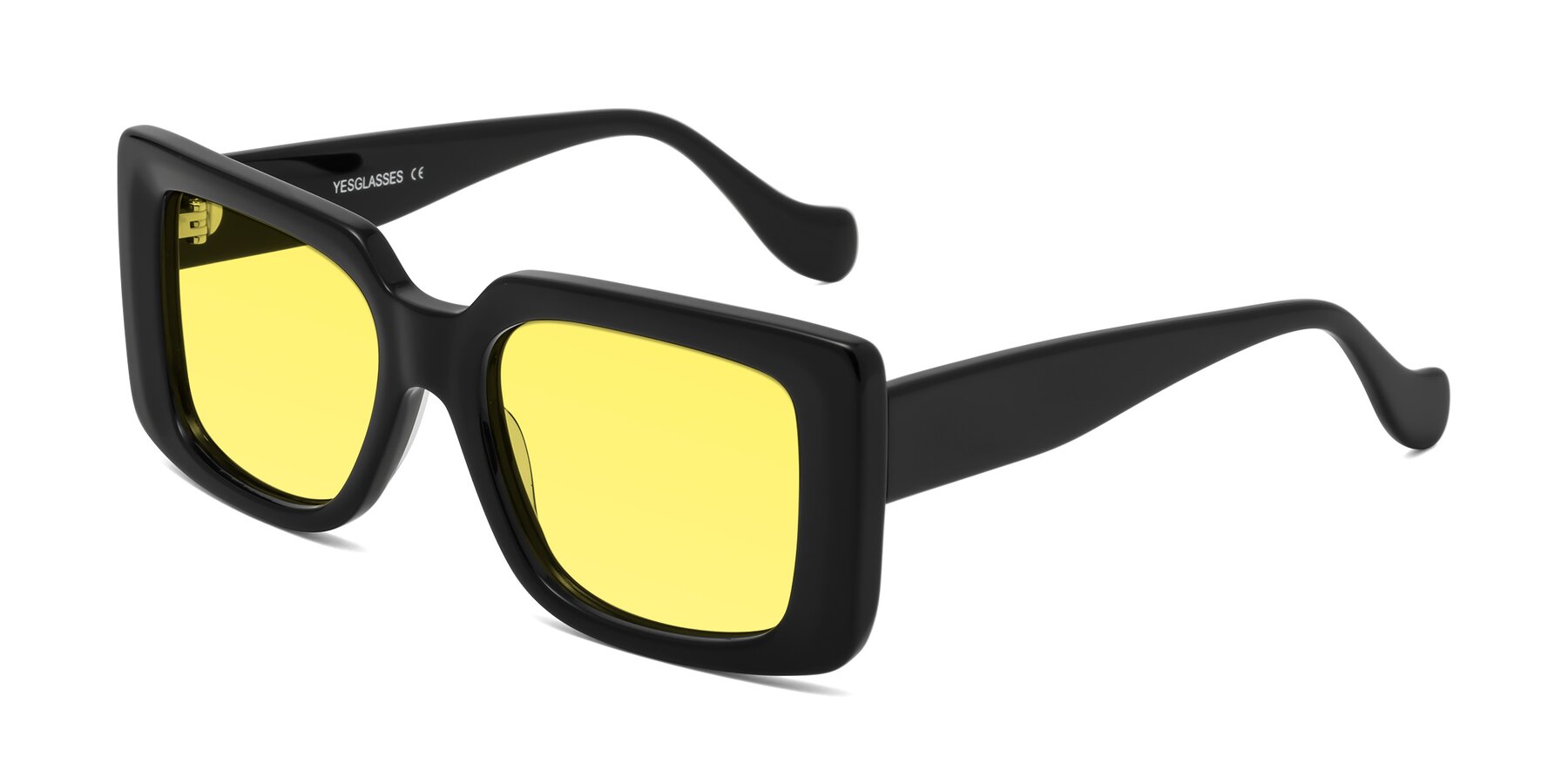 Angle of Bahia in Black with Medium Yellow Tinted Lenses