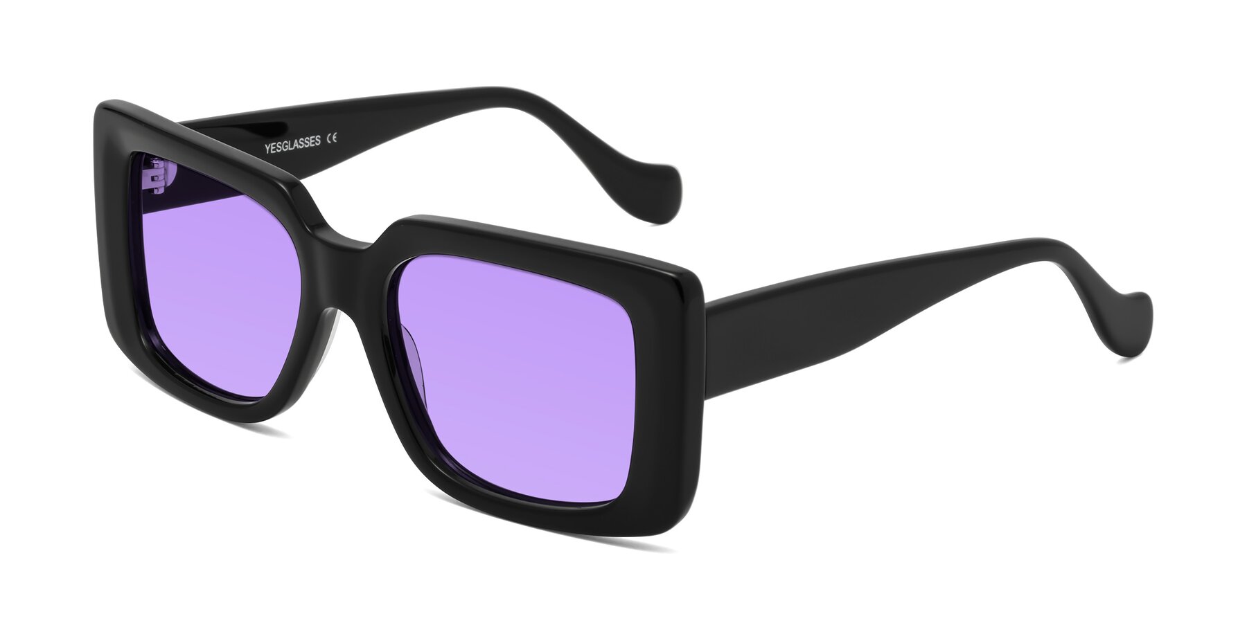 Angle of Bahia in Black with Medium Purple Tinted Lenses