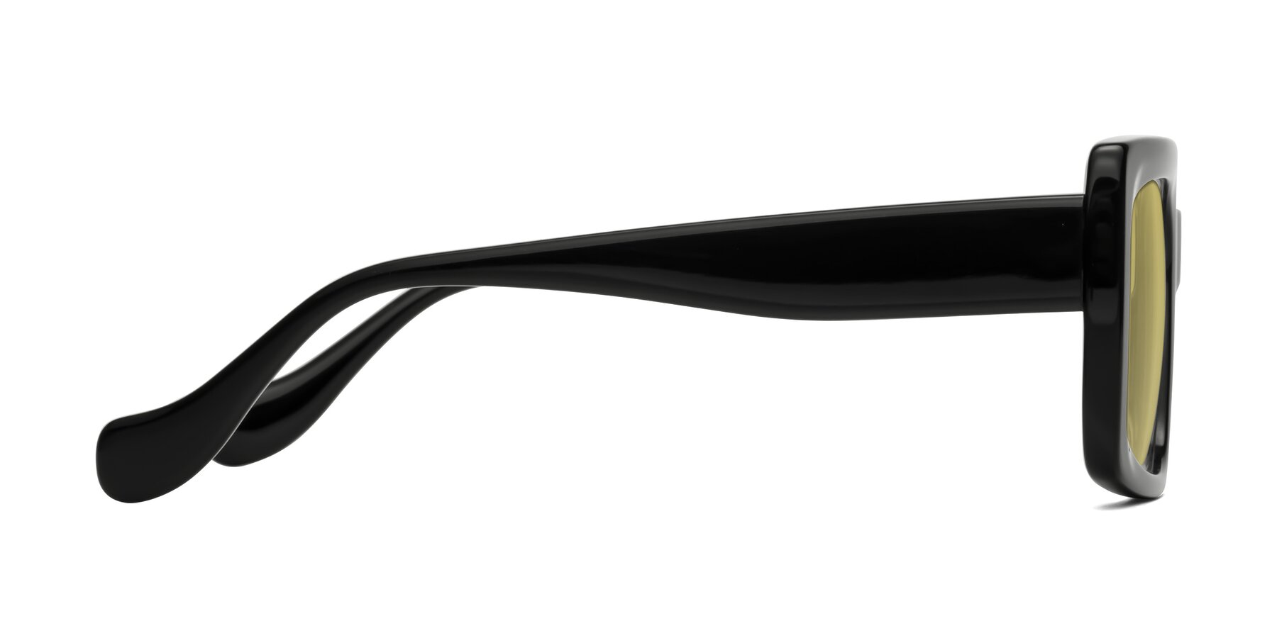 Side of Bahia in Black with Medium Champagne Tinted Lenses