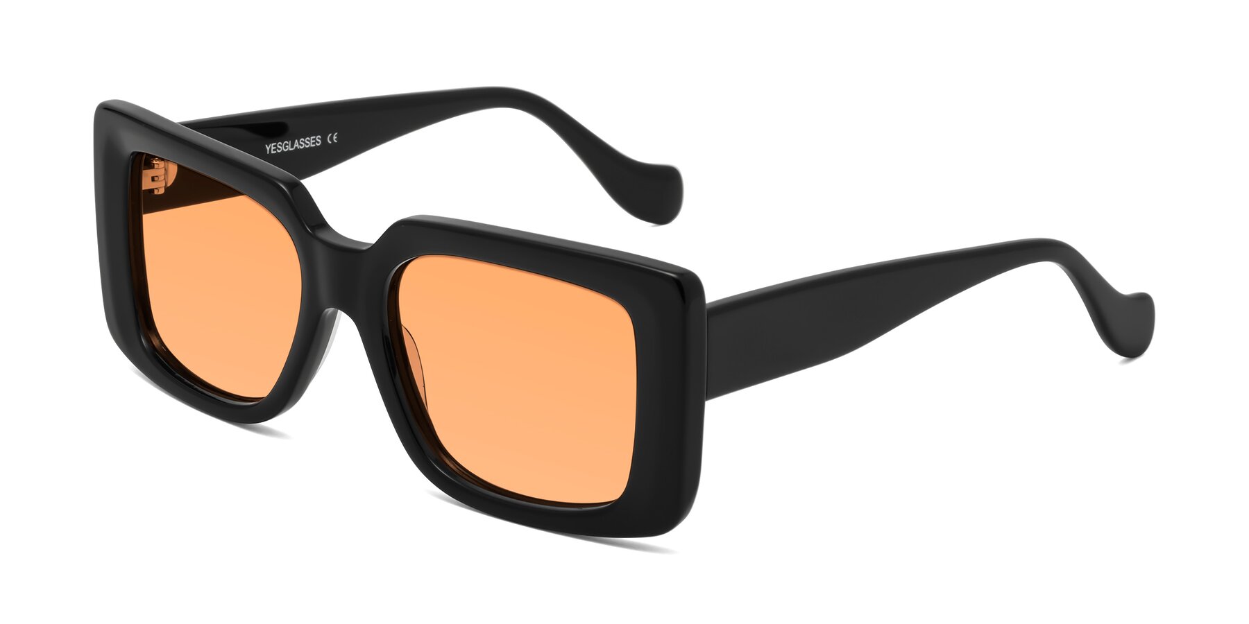 Angle of Bahia in Black with Medium Orange Tinted Lenses