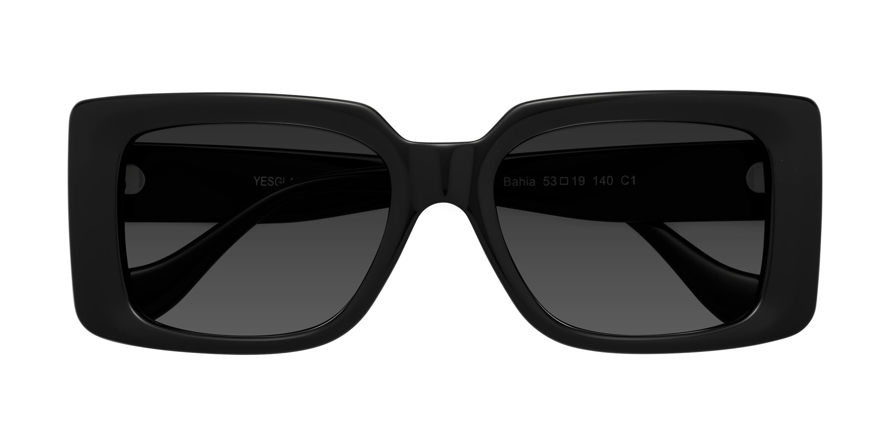 Folded Front of Bahia in Black with Gray Tinted Lenses