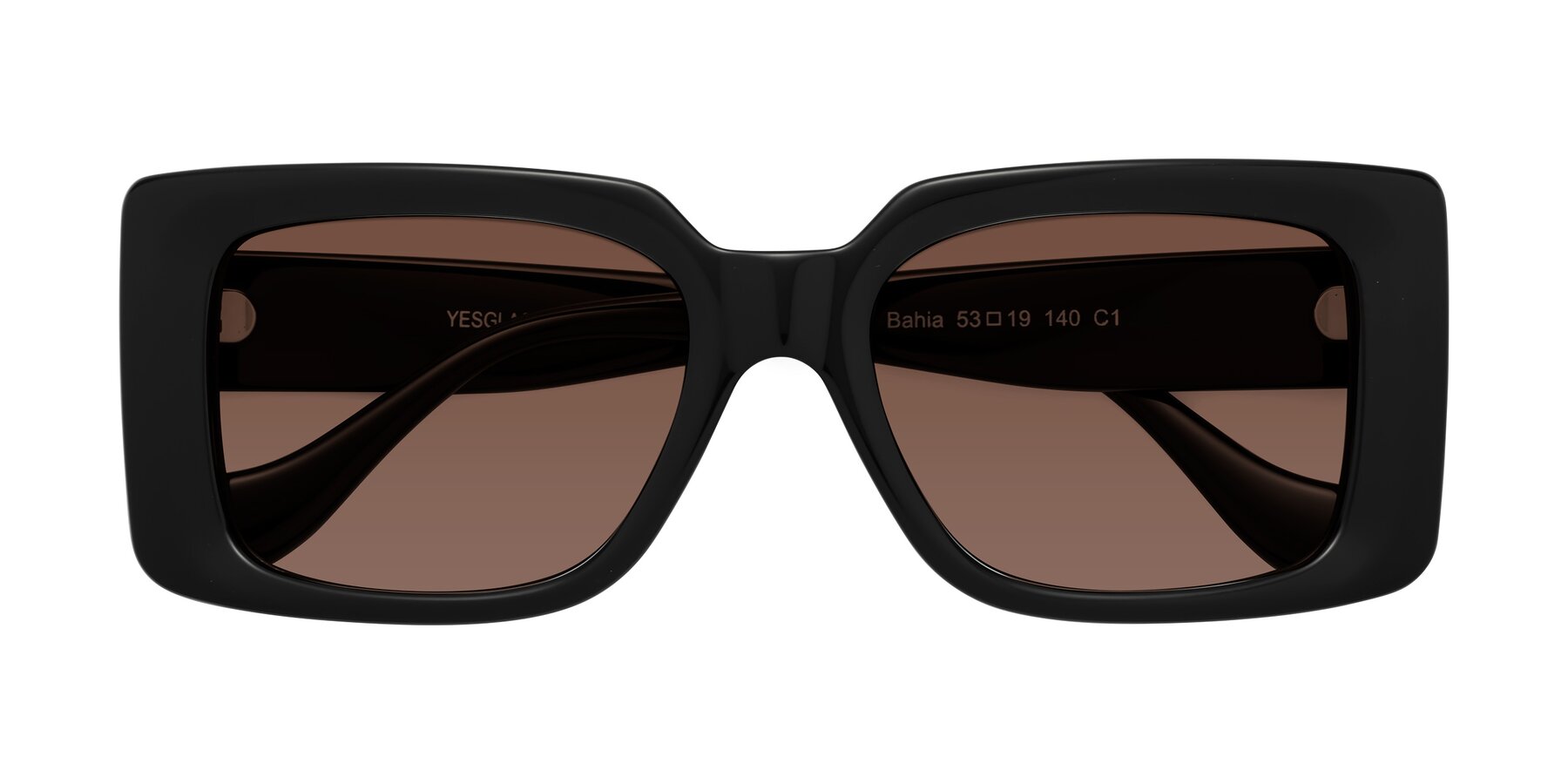 Folded Front of Bahia in Black with Brown Tinted Lenses