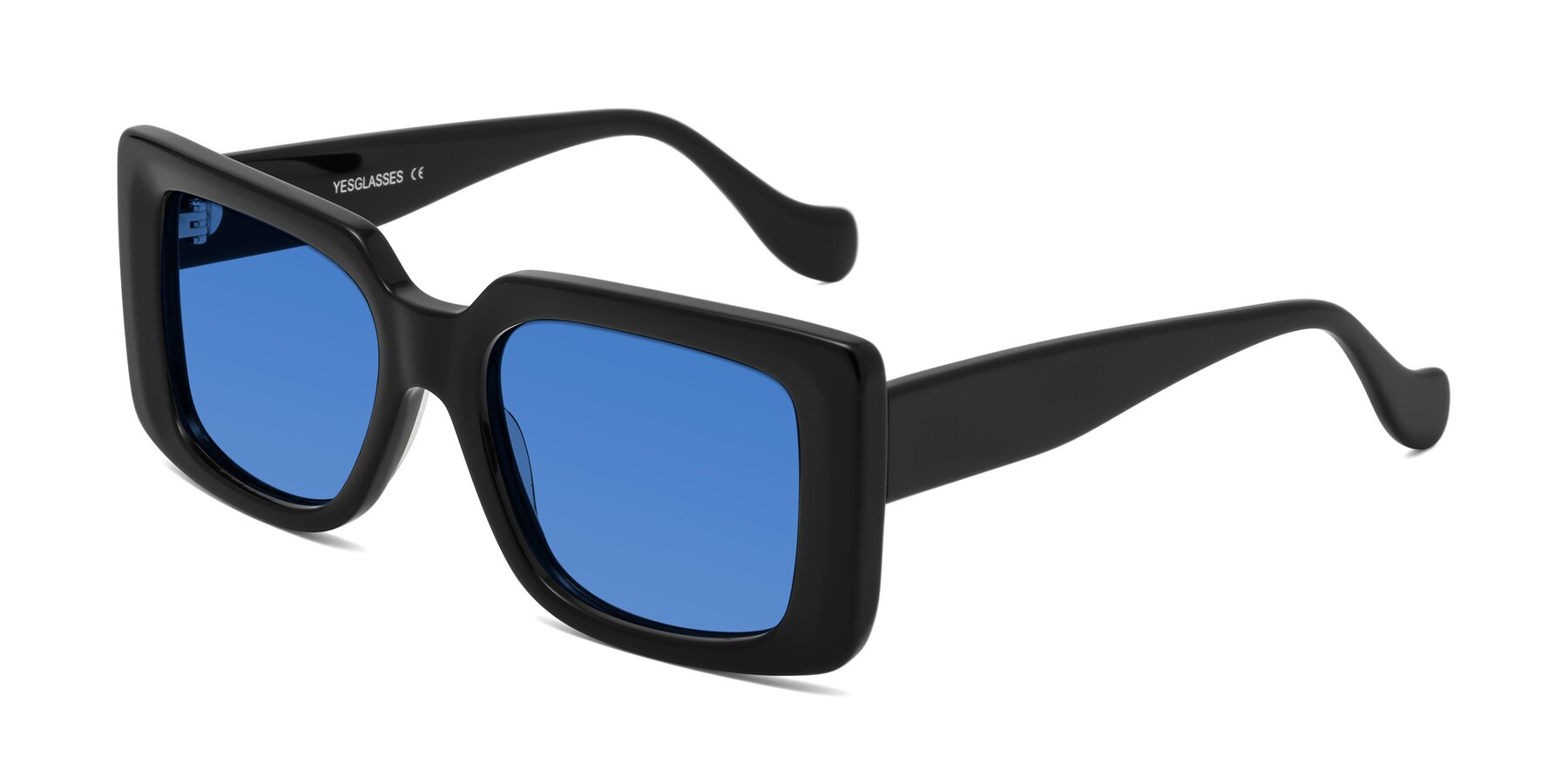 Angle of Bahia in Black with Blue Tinted Lenses