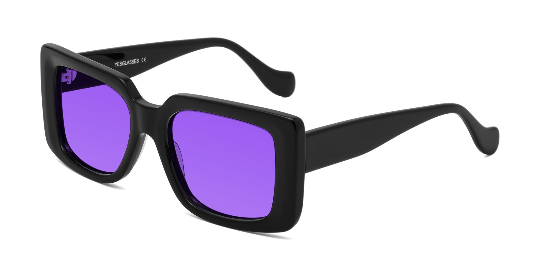 Angle of Bahia in Black with Purple Tinted Lenses