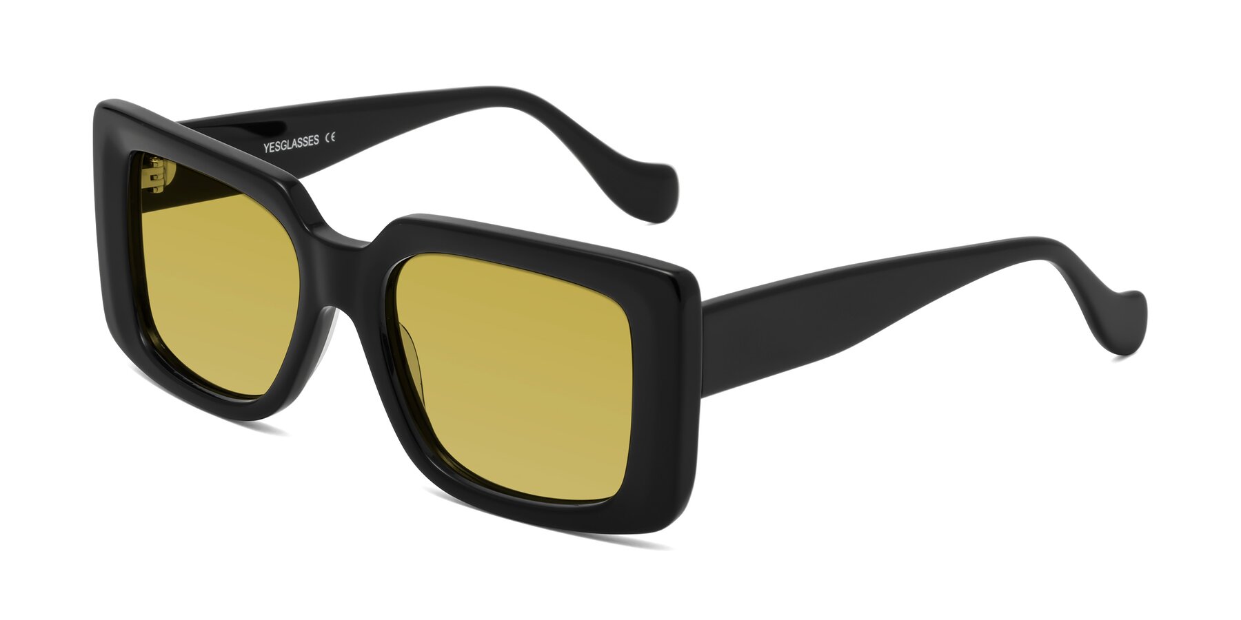 Angle of Bahia in Black with Champagne Tinted Lenses