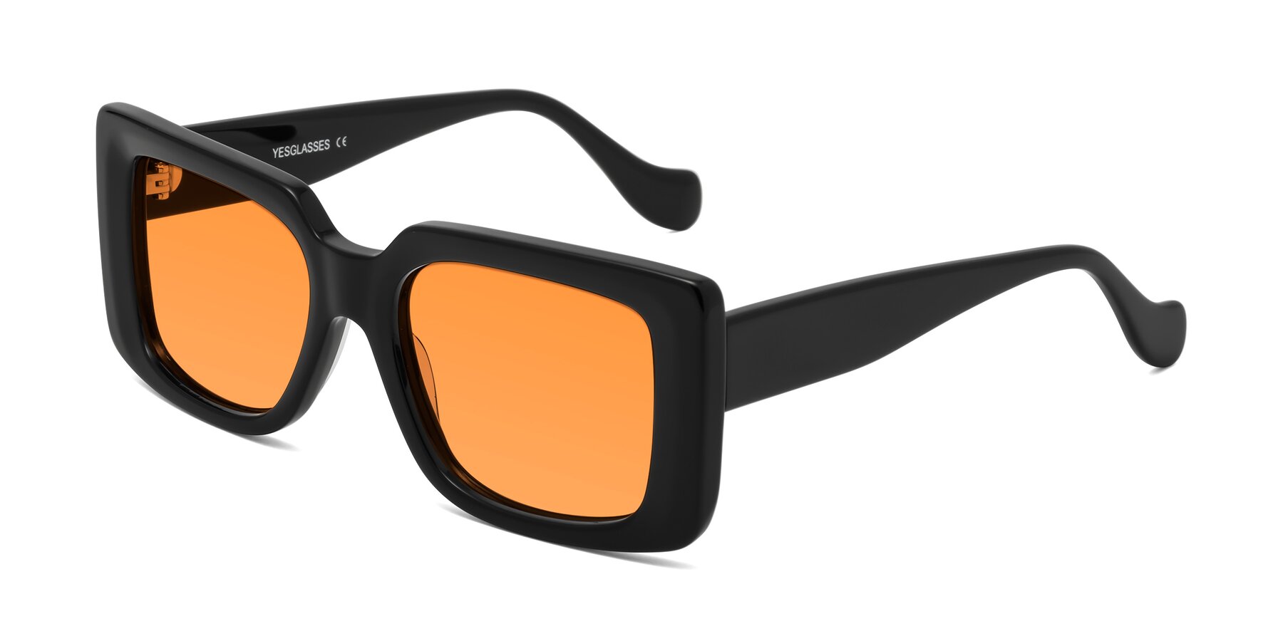 Angle of Bahia in Black with Orange Tinted Lenses