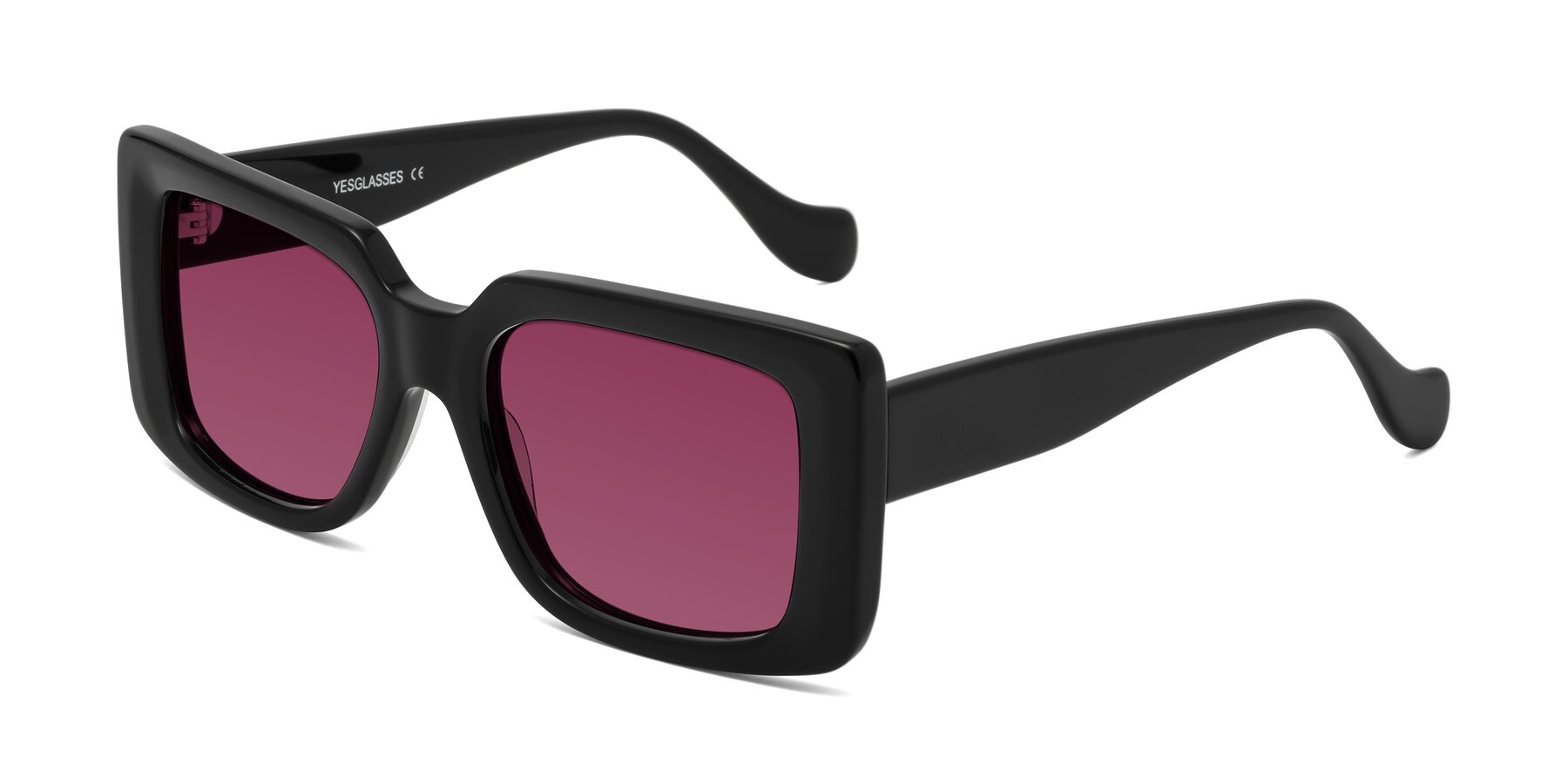 Angle of Bahia in Black with Wine Tinted Lenses