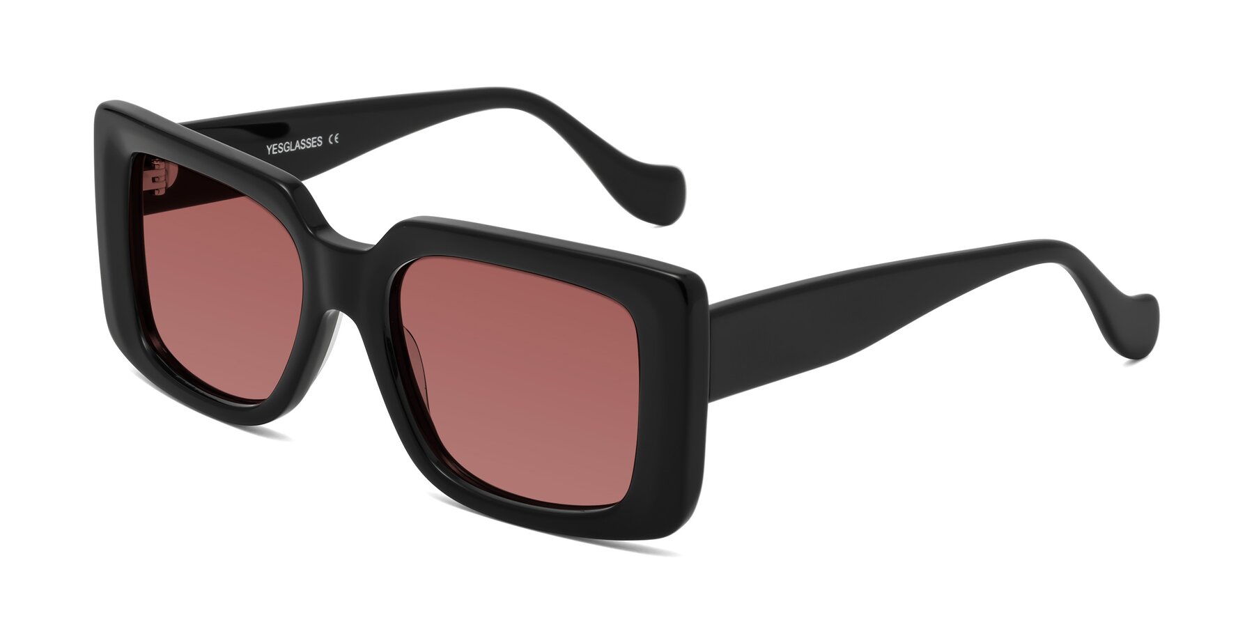 Angle of Bahia in Black with Garnet Tinted Lenses