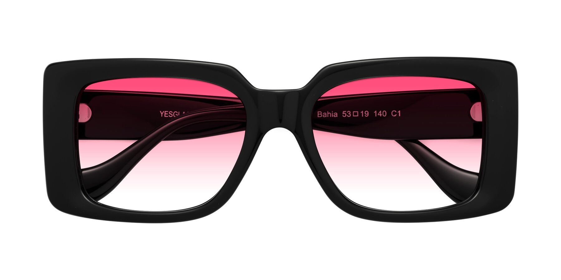 Folded Front of Bahia in Black with Pink Gradient Lenses